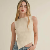 Nyla Asymmetrical  Ribbed Top