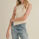 Nyla Asymmetrical  Ribbed Top