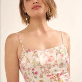 Floral crop top with satin base